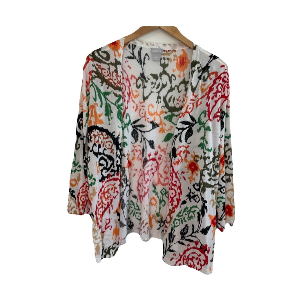 Chico’s Cardigan Sweater Lightweight Floral XL